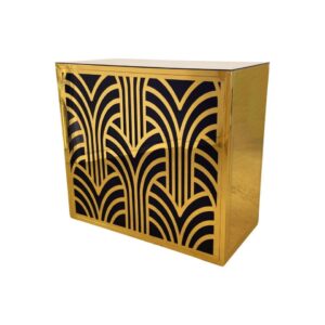 BAR-068 | 4FT GEO GATSBY BAR GOLD FRAME BLACK PLEXI