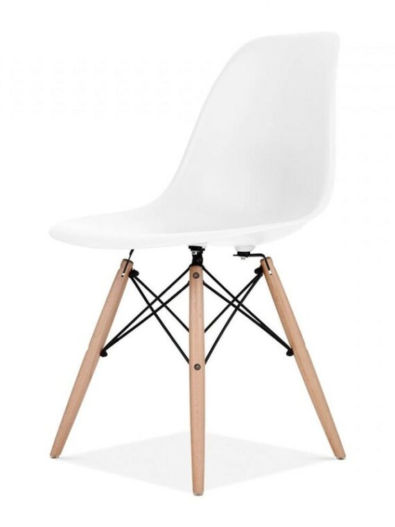 CH-055 | EIFFEL CHAIR ARMLESS WHITE SEAT WOOD LEGS