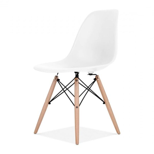 CH-055 | EIFFEL CHAIR ARMLESS WHITE SEAT WOOD LEGS