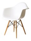 CH-056 | EIFFEL CHAIR WHITE SEAT & ARMS WOOD LEGS