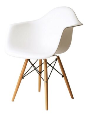 CH-056 | EIFFEL CHAIR WHITE SEAT & ARMS WOOD LEGS