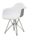 CH-058 | EIFFEL CHAIR WHITE SEAT & ARMS CHROME LEGS