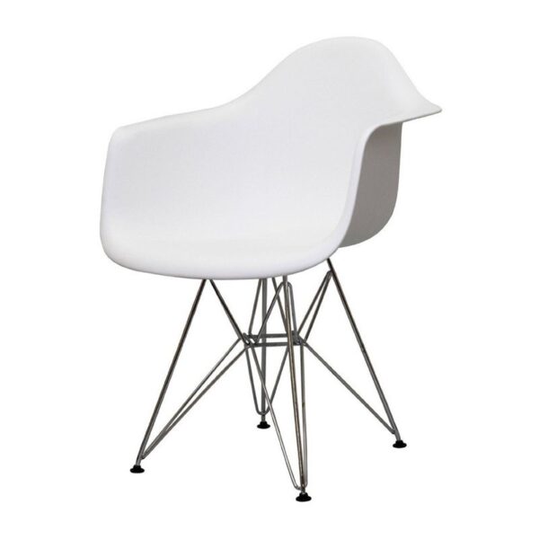 CH-058 | EIFFEL CHAIR WHITE SEAT & ARMS CHROME LEGS