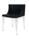 CH-019 | PS DINING CHAIR BLACK LEATHER WITH CLEAR ACRYLIC LEGS