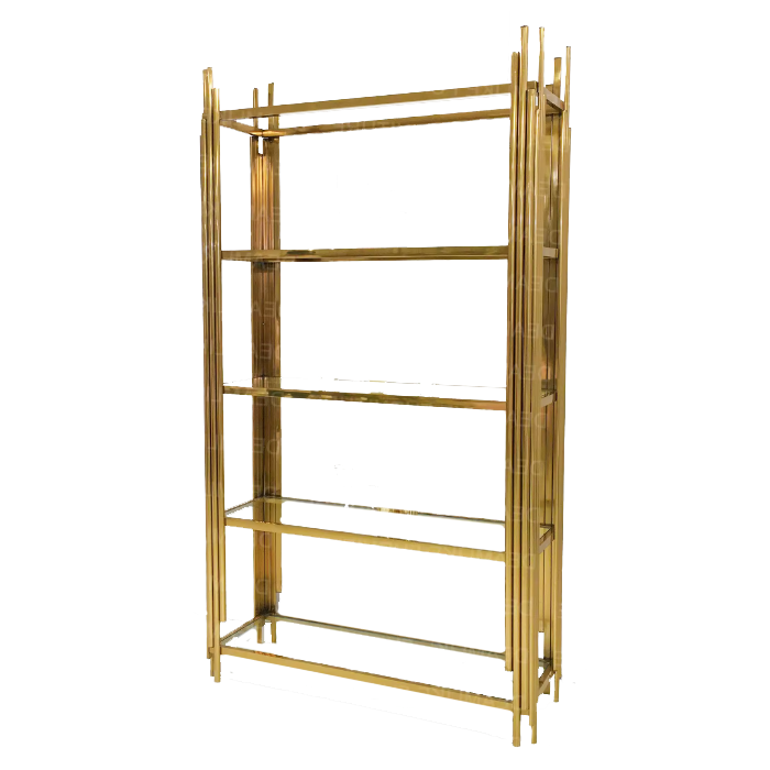 BAR-069 | GEO GATSBY WINE SHELF GOLD FRAME CLEAR PLEXI
