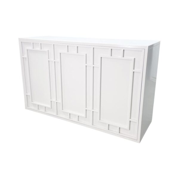 BAR-080 | 6FT GEO WINDOW BAR WHITE FRAME WHITE PLEXI
