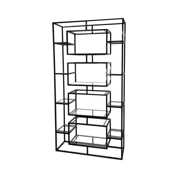 BAR-082 | GEO RECTANGULAR WINE SHELF BLACK FRAME BLACK PLEXI