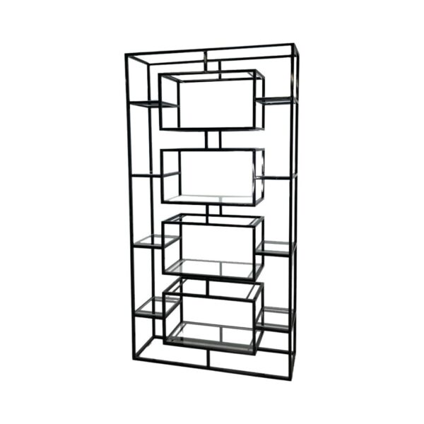 BAR-082 | GEO RECTANGULAR WINE SHELF BLACK FRAME BLACK PLEXI