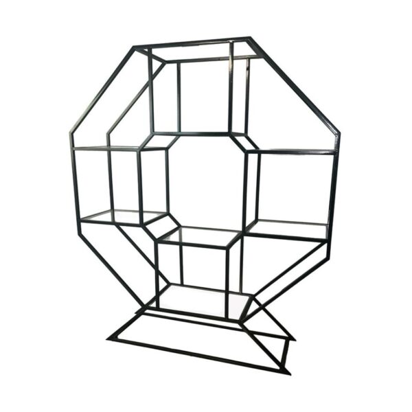 BAR-083 | GEO OCTAGON WINE SHELF BLACK FRAME BLACK PLEXI