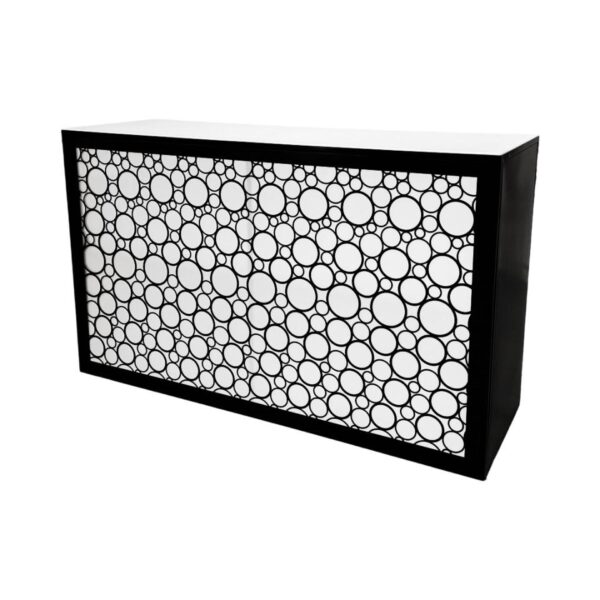 BAR-084 | 6FT GEO BUBBLE BLACK FRAME BAR WHITE PLEXI