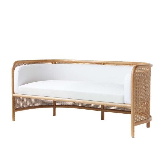 SS-622 | NAPA NATURAL CANE SOFA WHITE LINEN FABRIC