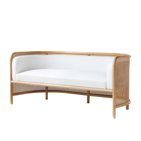 SS-622 | NAPA NATURAL CANE SOFA WHITE LINEN FABRIC