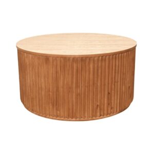 CT-075 | SYDNEY FLUTED ROUND COFFEE TABLE NATURAL WOOD