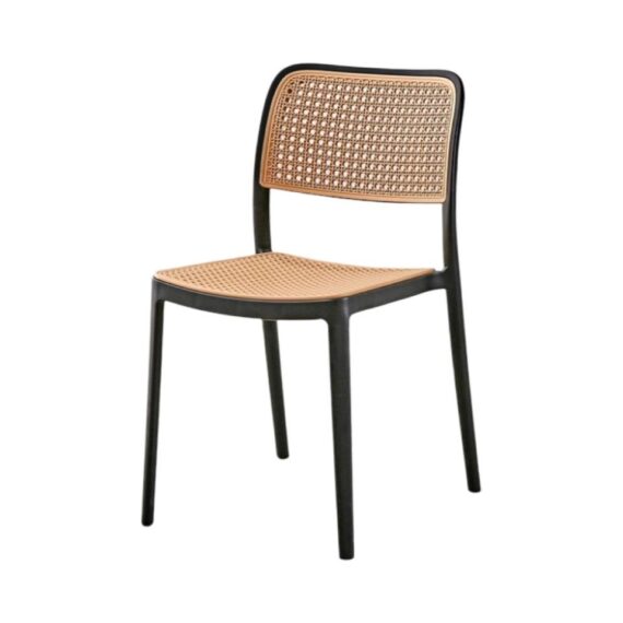 CH-141 | BLACK RESIN OUTDOOR NATURAL CANE CHAIR