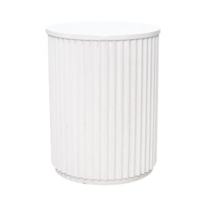 ET-073 | SYDNEY FLUTED ROUND END TABLE WHITE WOOD