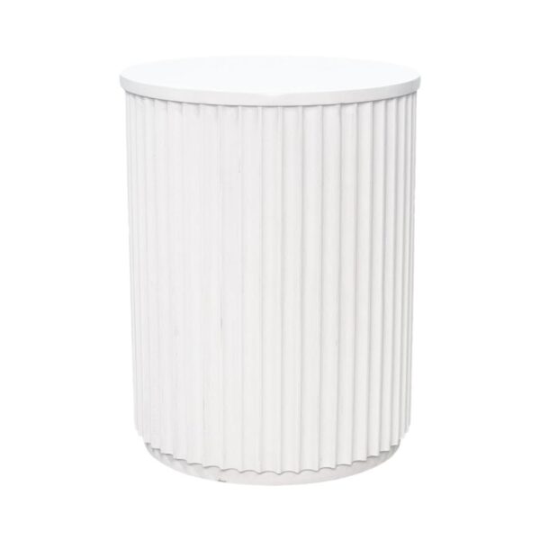 ET-073 | SYDNEY FLUTED ROUND END TABLE WHITE WOOD