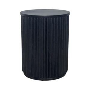 ET-074 | SYDNEY FLUTED ROUND END TABLE BLACK WOOD