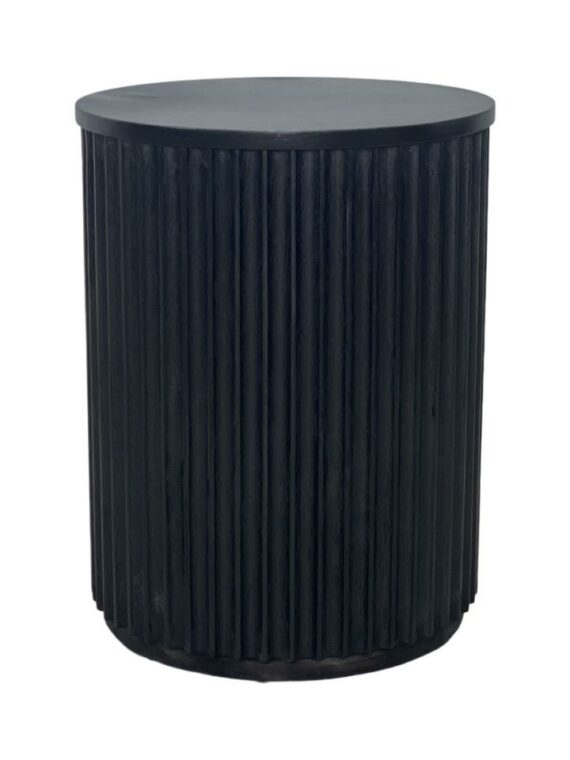 ET-074 | SYDNEY FLUTED ROUND END TABLE BLACK WOOD