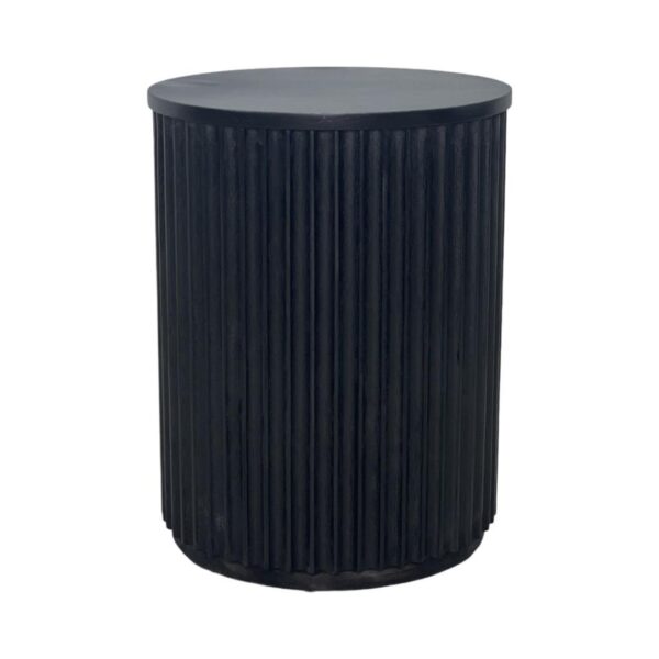 ET-074 | SYDNEY FLUTED ROUND END TABLE BLACK WOOD