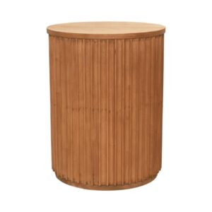 ET-075 | SYDNEY FLUTED ROUND END TABLE NATURAL WOOD