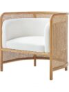SS-623 | NAPA NATURAL CANE SINGLE CHAIR WHITE LINEN FABRIC