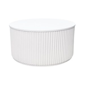 CT-073 | SYDNEY FLUTED ROUND COFFEE TABLE WHITE WOOD