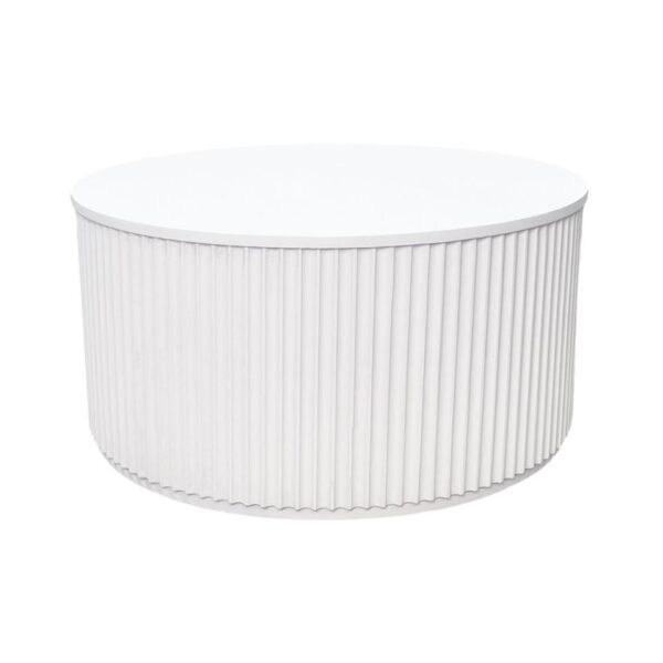 CT-073 | SYDNEY FLUTED ROUND COFFEE TABLE WHITE WOOD