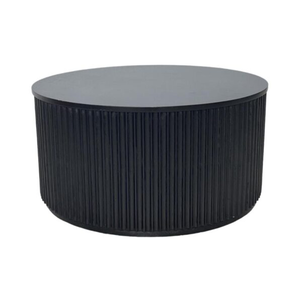 CT-074 | SYDNEY FLUTED ROUND COFFEE TABLE BLACK WOOD