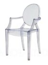 CH-011 | CLEAR ACRYLIC ROUND BACK CHAIR WITH ARMS