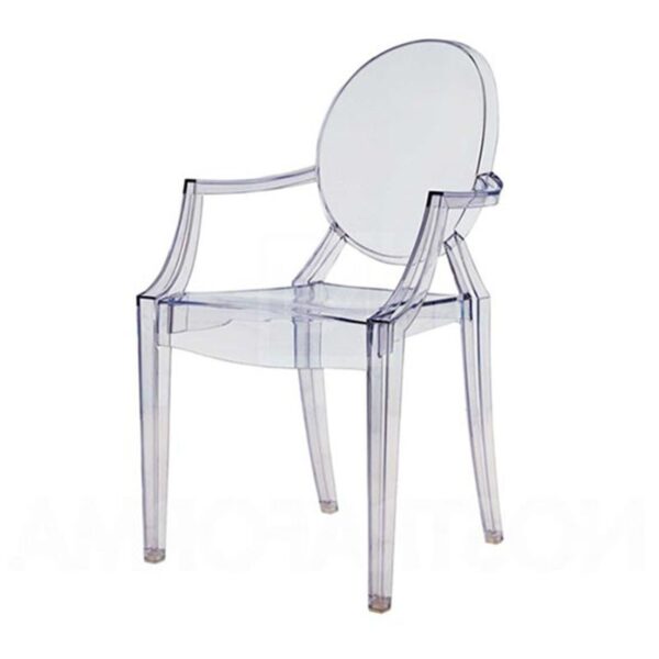 CH-011 | CLEAR ACRYLIC ROUND BACK CHAIR WITH ARMS