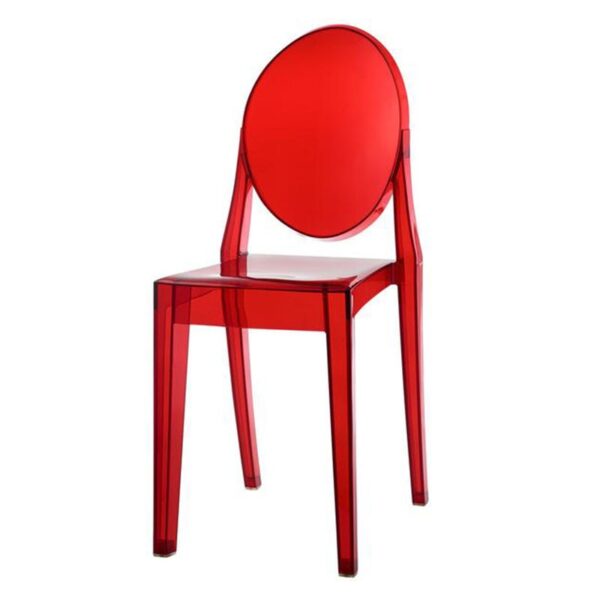 CH-013 | TRANSPARENT RED ACRYLIC ROUND BACK CHAIR
