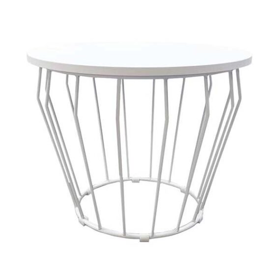 ET-090 | WHITE MAZE WIRE ROUND END TABLE