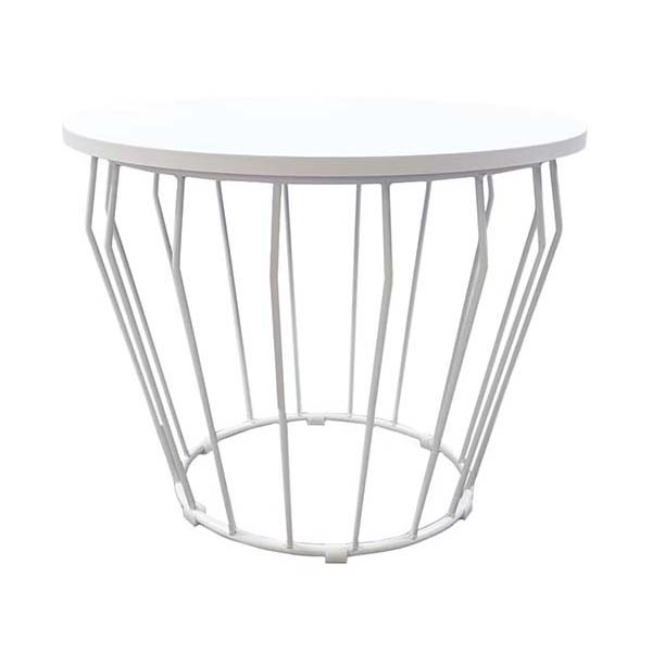 ET-090 | WHITE MAZE WIRE ROUND END TABLE