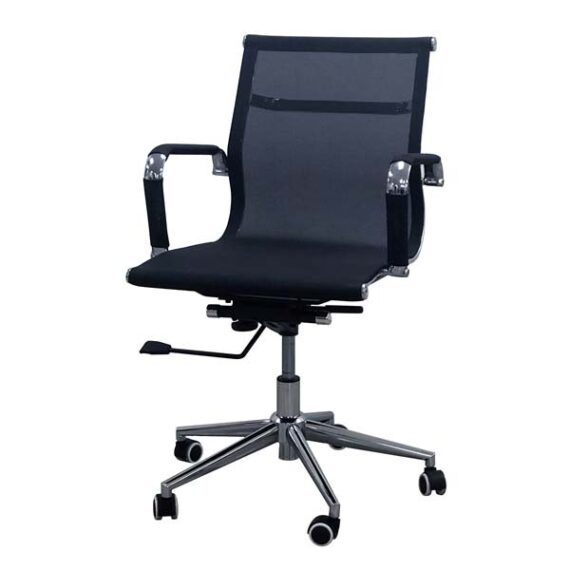 OF-033 | BLACK MESH BACK MEETING CHAIR CHROME FRAME ON CASTERS