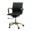 OF-038 |  BLACK MEETING CHAIR GOLD FRAME R/B ON CASTERS