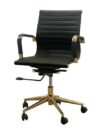 OF-038 | BLACK MEETING CHAIR GOLD FRAME R/B ON CASTERS