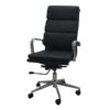 OF-010 | BLACK HIGHBACK LEATHER MEETING CHAIR ON CASTERS