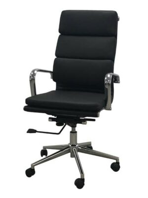 OF-010 | BLACK HIGHBACK LEATHER MEETING CHAIR ON CASTERS