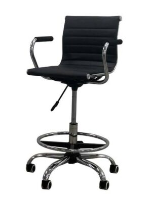 OF-017 | BLACK RIPPLEBACK COUNTER STOOL ON CASTERS