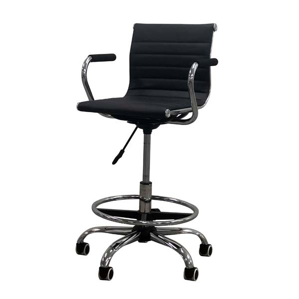 OF-017 | BLACK RIPPLEBACK COUNTER STOOL ON CASTERS