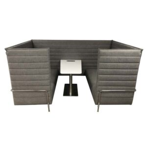 OF-050 | LIGHT GREY FABRIC MEETING POD WITH CHARGING TABLE