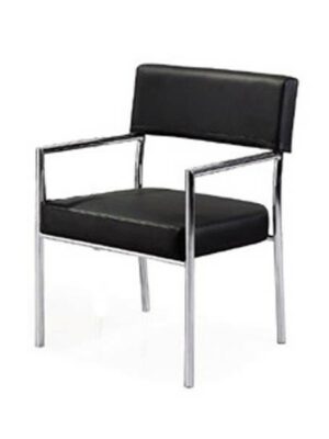 OF-023 | OPEN BACK CHROME FRAME MEETING CHAIR BLACK SEAT & BACK
