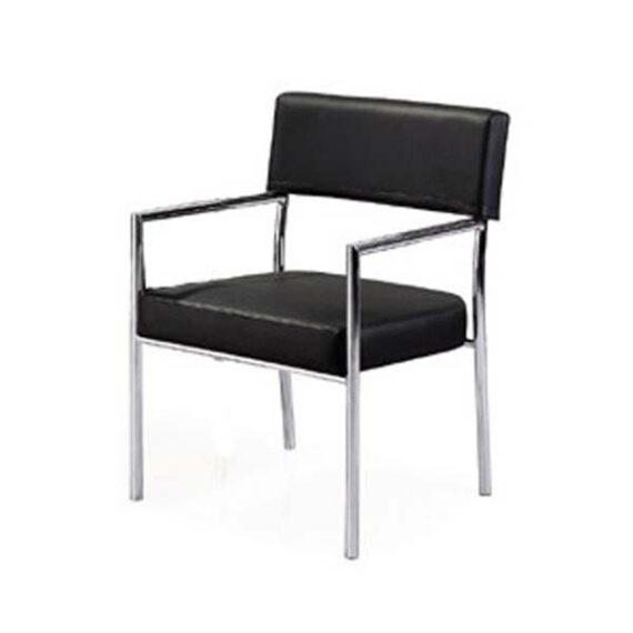 OF-023 | OPEN BACK CHROME FRAME MEETING CHAIR BLACK SEAT & BACK