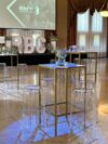 CRU-033 | SQ. GOLD FRAME CRUISER TABLE WITH PLEXI TOP