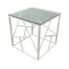 ET-056 | CC END TABLE WHITE FRAME WITH CLEAR GLASS TOP