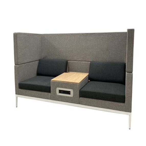 OF-055 | GREY/BLACK 2 SEAT MEETING POD WITH CHARGING
