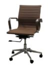 OF-035 | COGNAC MEETING CHAIR CHROME FRAME R/B ON CASTERS