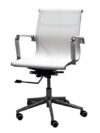 OF-032 | WHITE MESH BACK MEETING CHAIR CHROME FRAME ON CASTERS