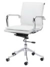 OF-040 | WHITE LEATHER MEETING CHAIR ON CASTERS