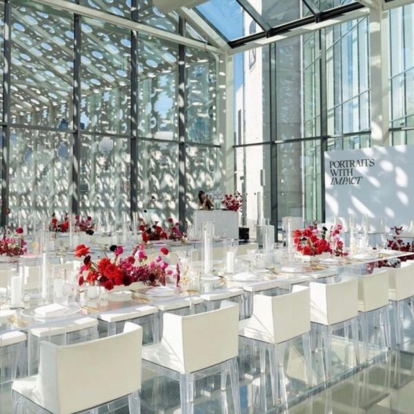 CH-007 | PS DINING CHAIR WHITE LEATHER WITH CLEAR ACRYLIC LEGS